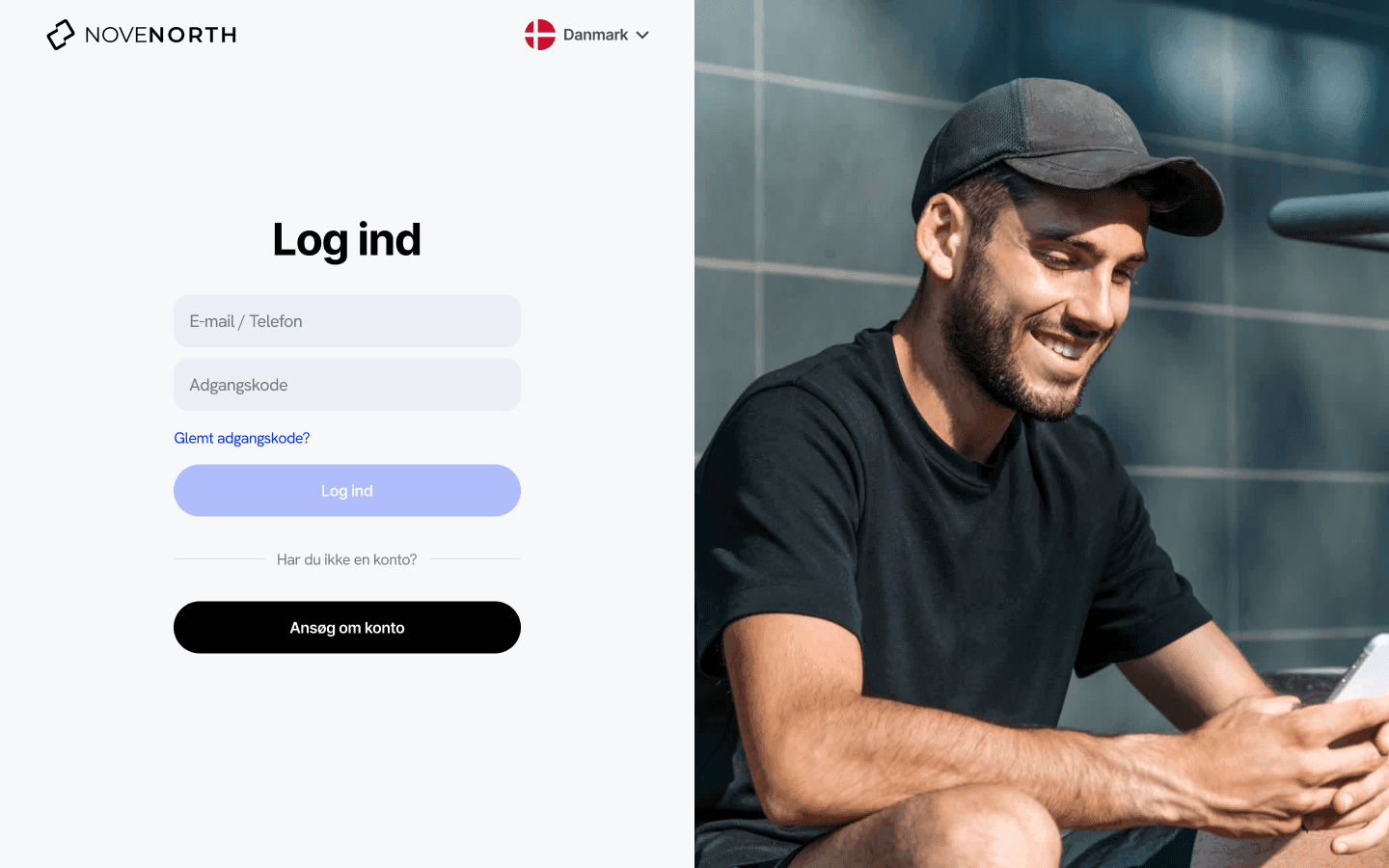 Mobile device showing login interface